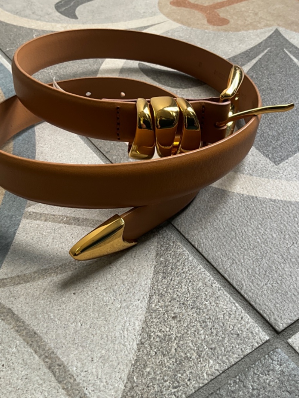 Madewell Triple Metal Keeper Belt in Desert Camel Size Small - Picture 3 of 6